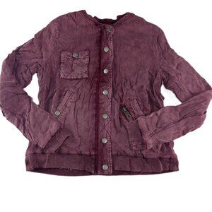 Chaser Snap Front Bomber Jacket Women's Size XS Burgundy Maroon Pockets